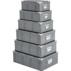 6 BOITES COINS METAL CROCO GRIS
