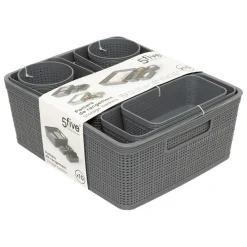 10 paniers organisateurs gris