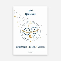 Affiche de décoration bébé Gémeaux