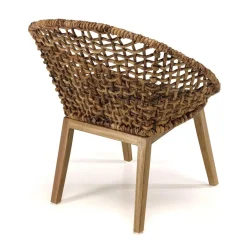 ALIDA Fauteuil dossier arrondi assise en abaca tressé
