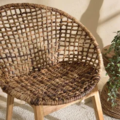 ALIDA Fauteuil dossier arrondi assise en abaca tressé