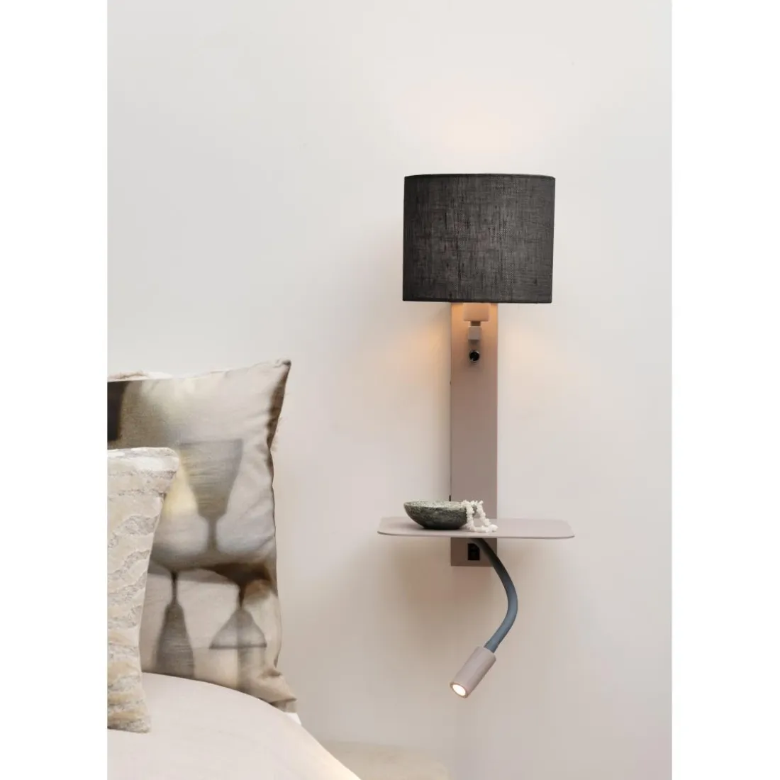 Applique Florence liseuse sable abat-jour noir
