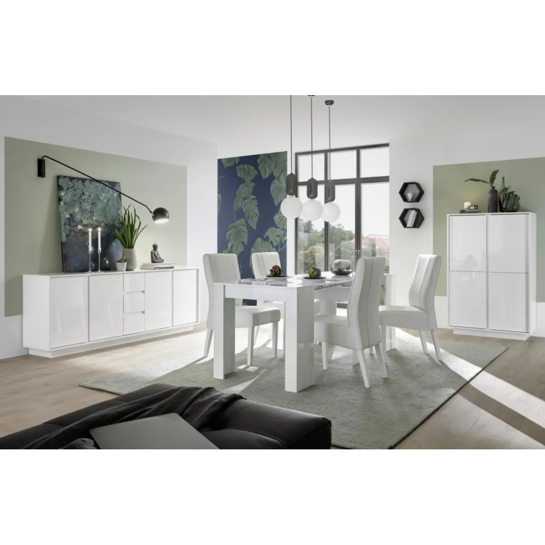 Argentier 4 portes ICE laqué blanc brillant