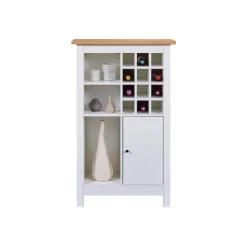Armoire à bouteilles JULINA coloris blanc chêne Artisan