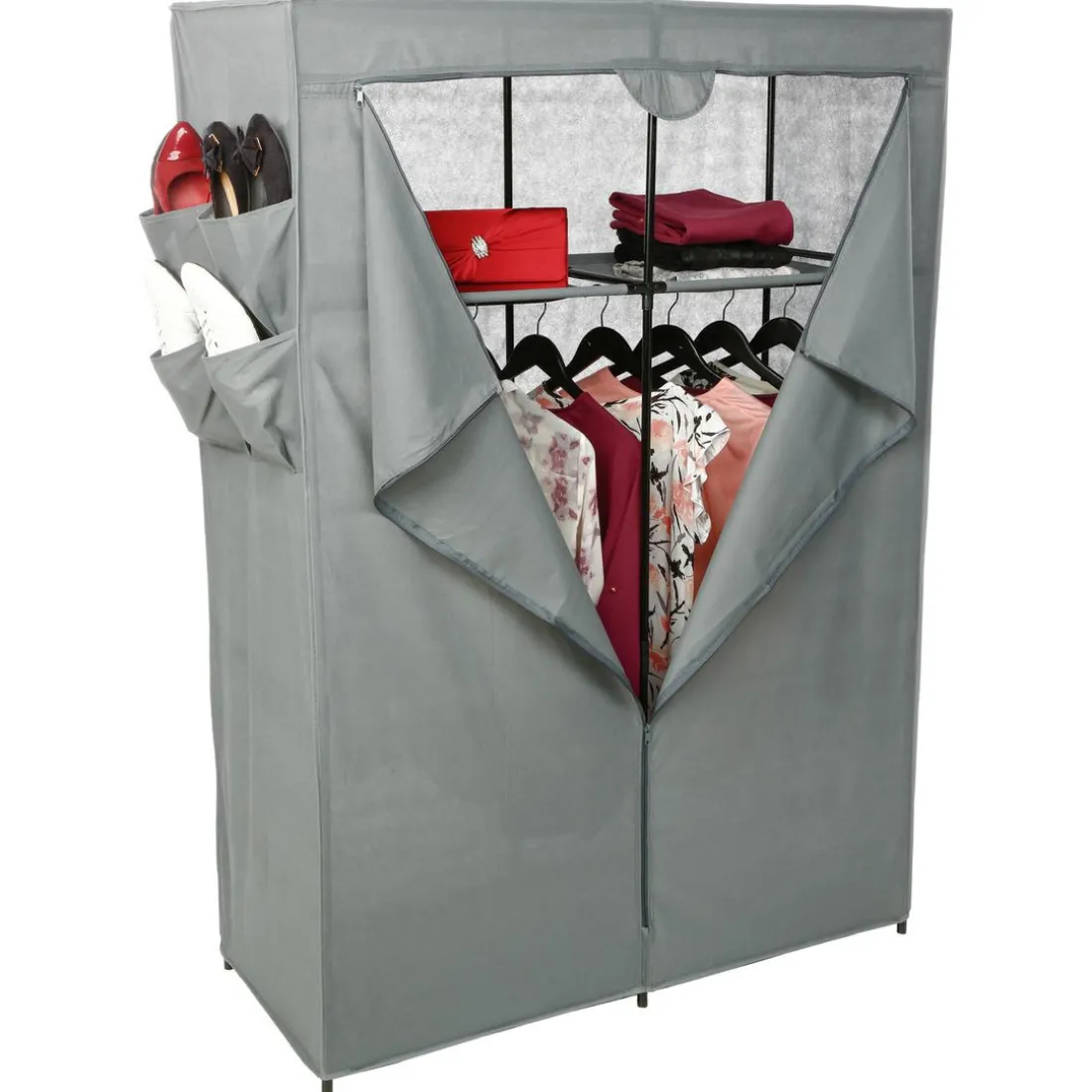 Armoire 2 penderies gris