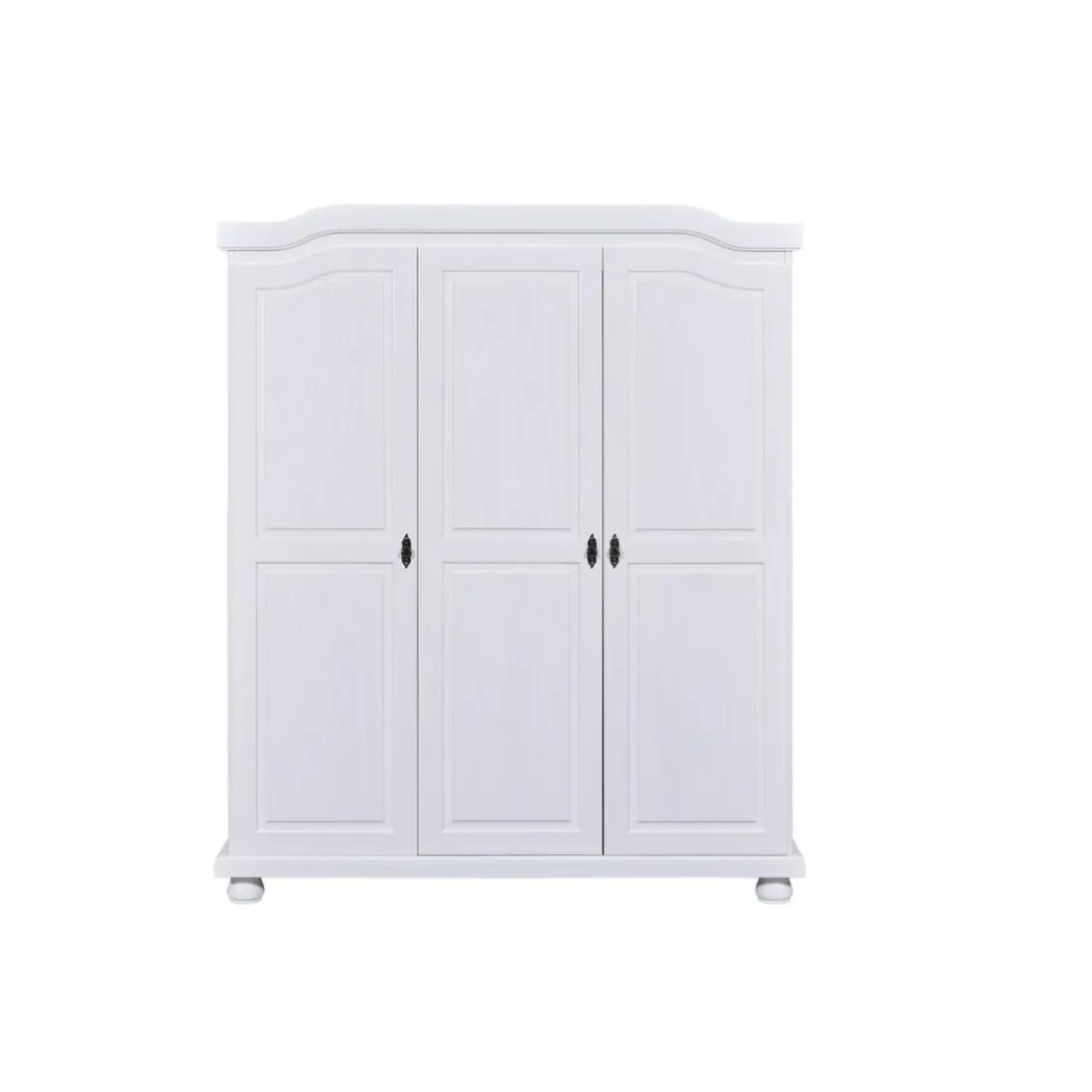Armoire 4 étagères style Campagne en Pin Massif Blanc RUSTIK