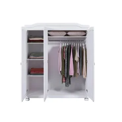 Armoire 4 étagères style Campagne en Pin Massif Blanc RUSTIK