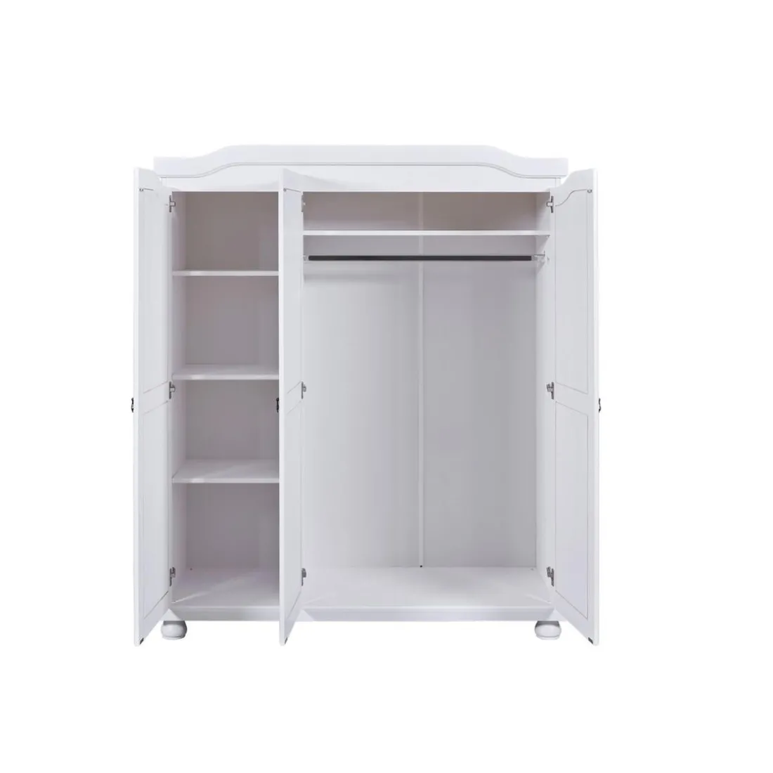 Armoire 4 étagères style Campagne en Pin Massif Blanc RUSTIK