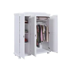 Armoire 4 étagères style Campagne en Pin Massif Blanc RUSTIK
