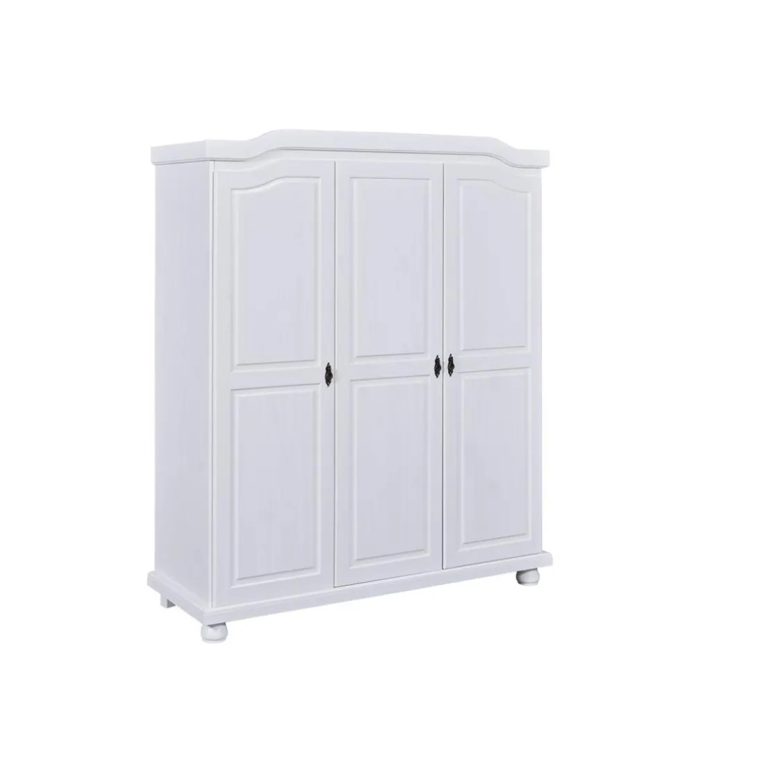 Armoire 4 étagères style Campagne en Pin Massif Blanc RUSTIK