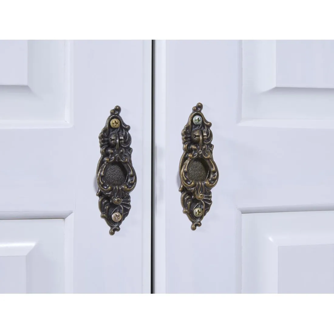 Armoire 4 étagères style Campagne en Pin Massif Blanc RUSTIK