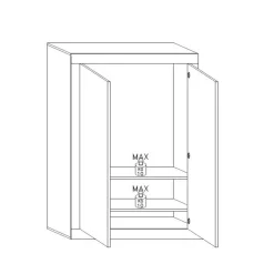 Armoire de rangement salle de bain 2 Portes Miroir 5 étagères L70 x H195 cm