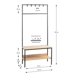 Armoire debout métal et bois etagère double plateaux