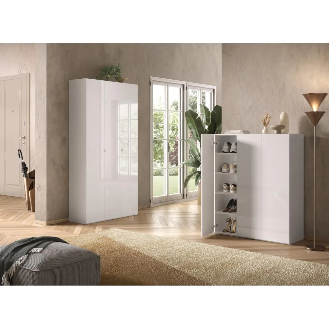Armoire derangement 3 portes 8 étagères reglable