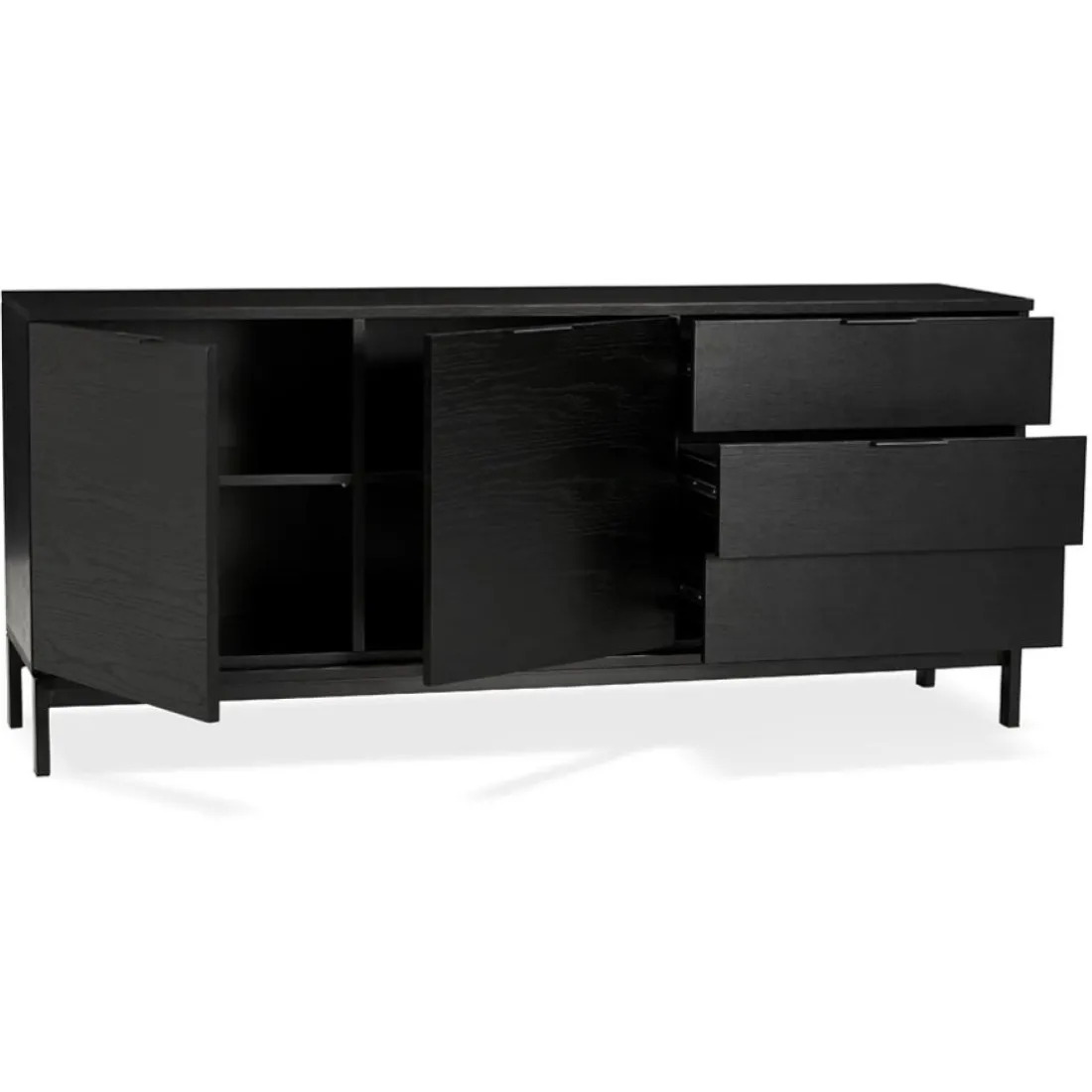 Bahut design 'HIPPIE' en bois noir