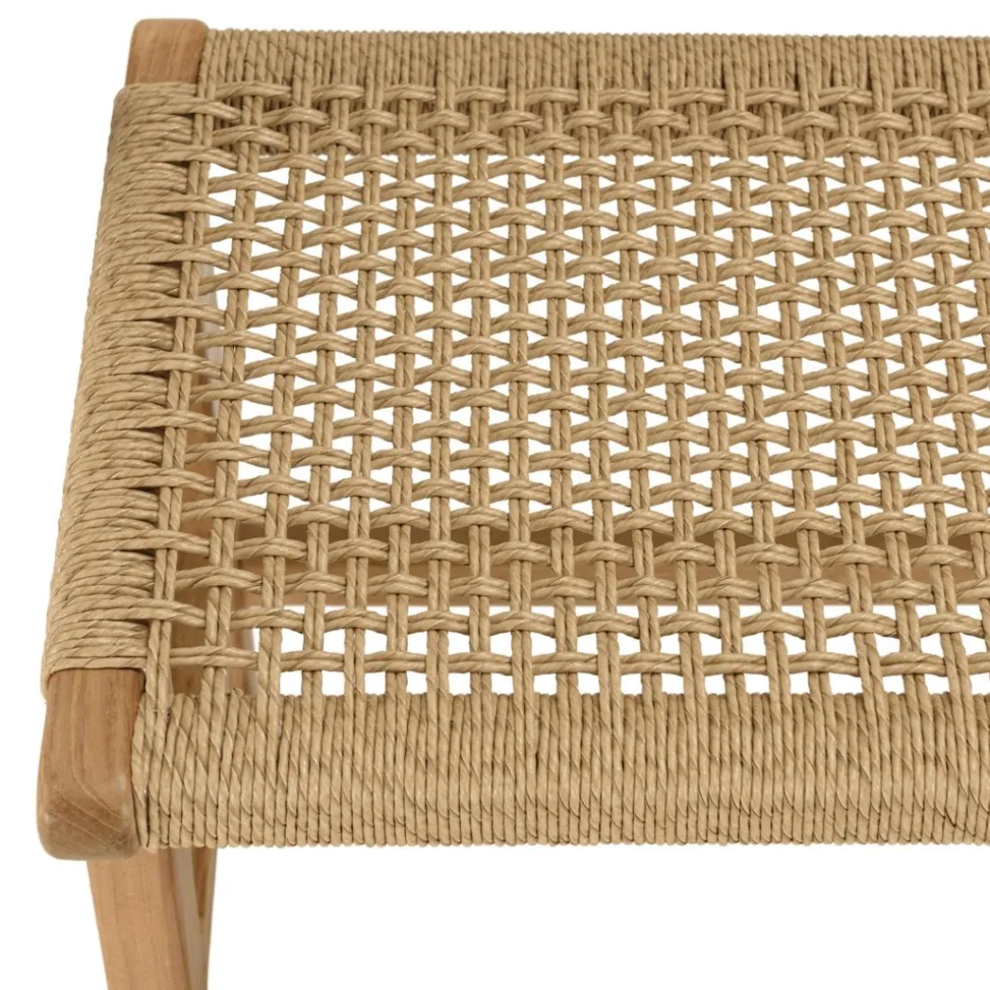 Banc de jardin 3 places teck assise rotin synthétique beige VALERIA