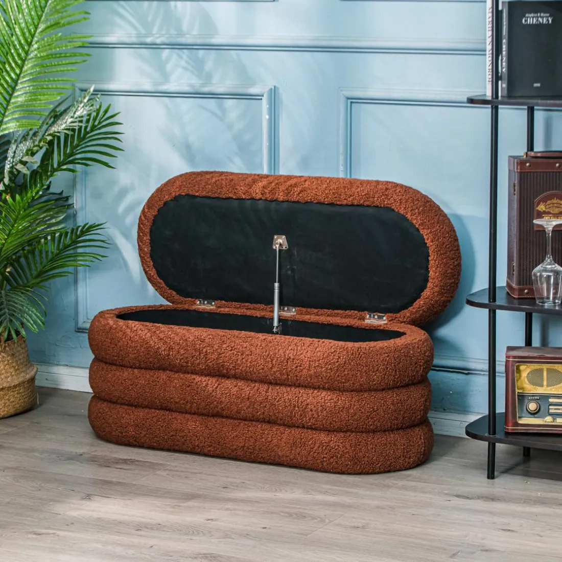 Banc Design Scandinave avec Rangement rouge