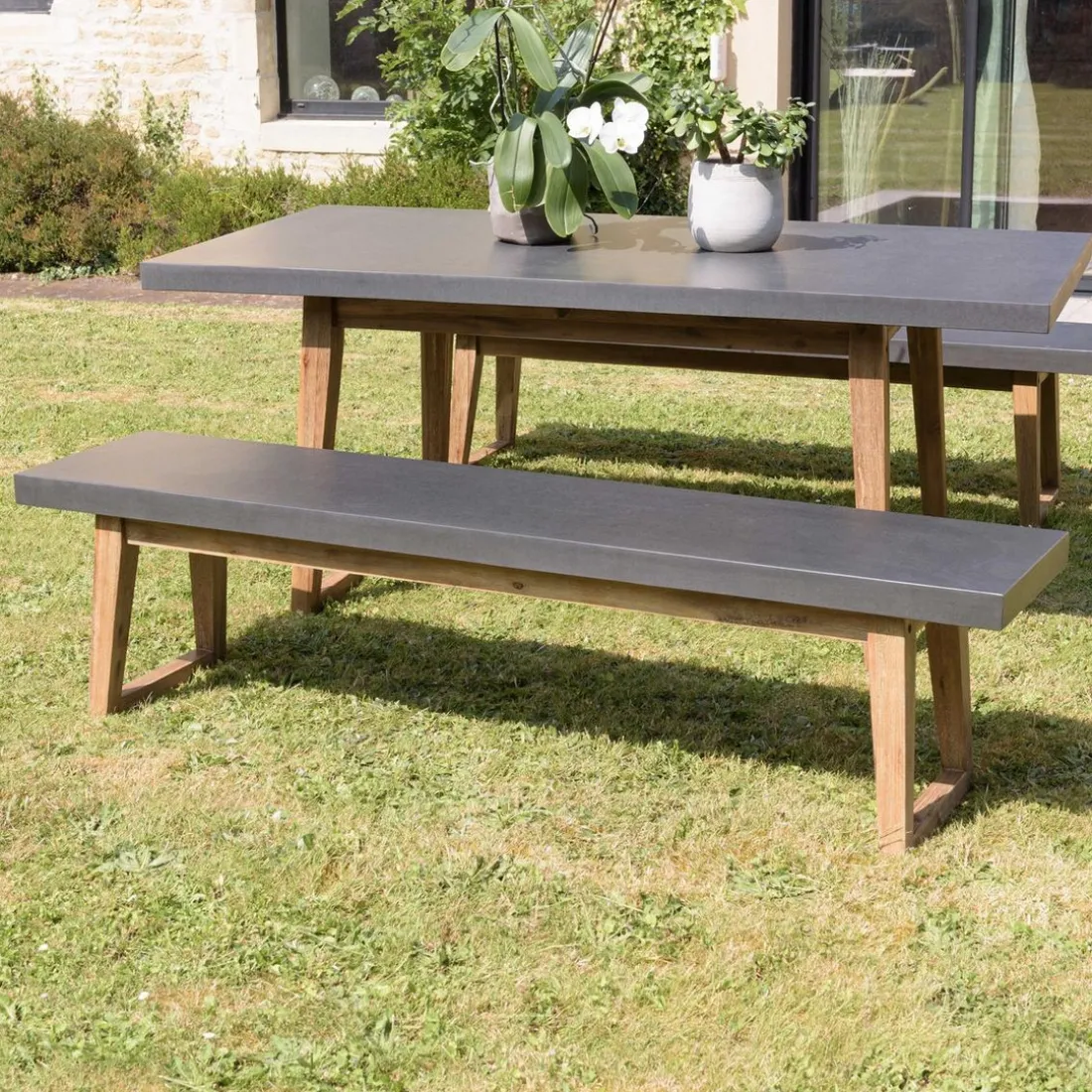 Banc effet béton foncé HECTOR