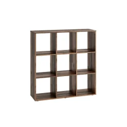 Bibliothèque 9 Compartiments Effet Bois MEGA