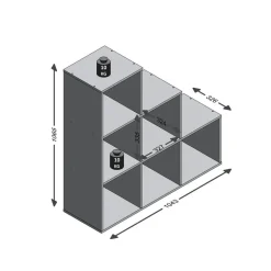 Bibliothèque 6 Compartiments Béton MEGA
