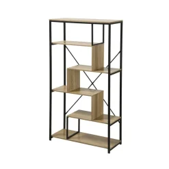 Bibliothèque avec étagères 6 niveaux en Bois Beige