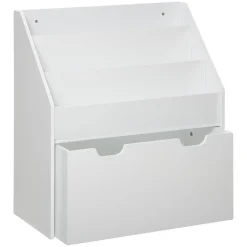 Bibliothèque enfant, bac à roulettes, blanc