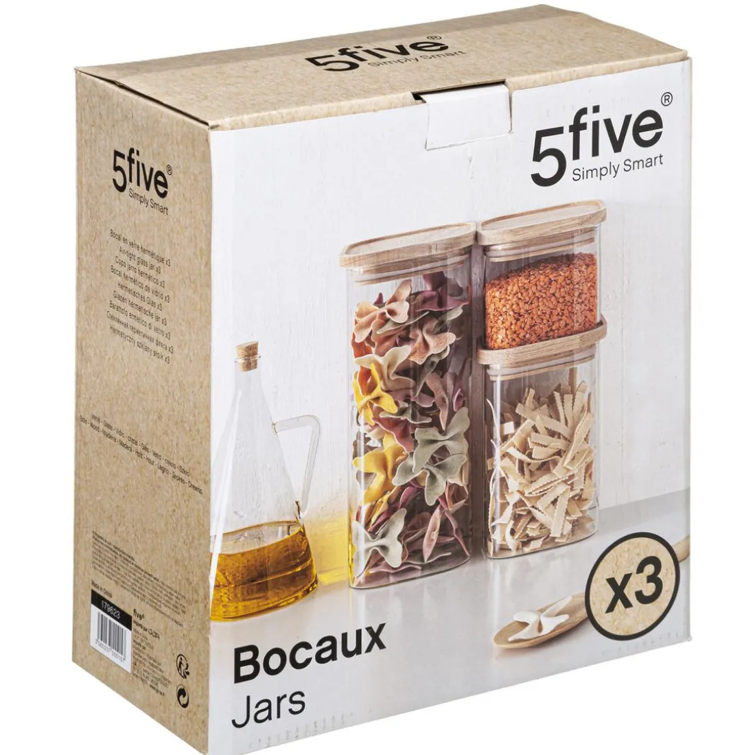 Bocal Verre de 3 Empilable et Bois