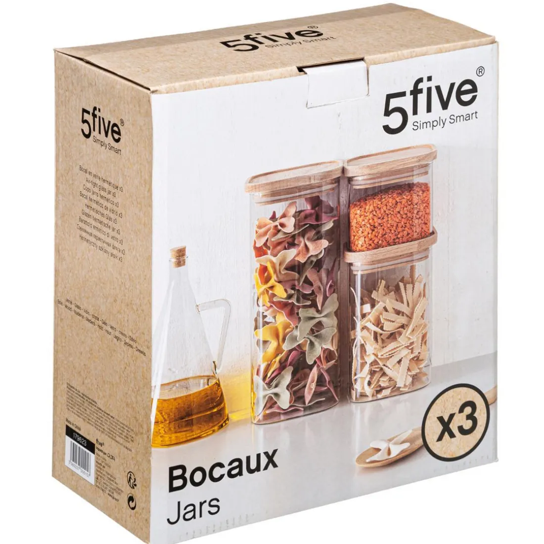 Bocal Verre de 3 Empilable et Bois