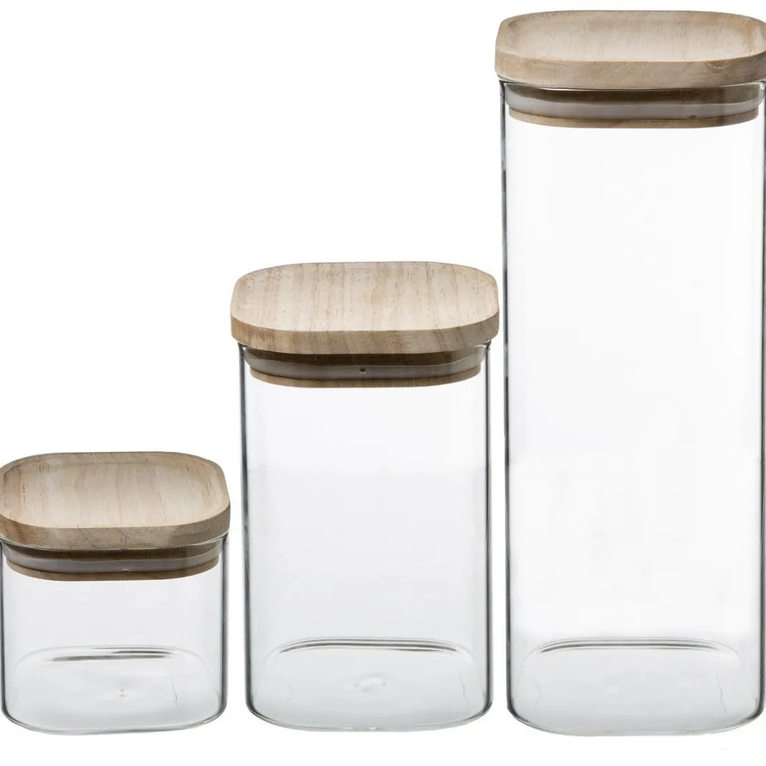 Bocal Verre de 3 Empilable et Bois