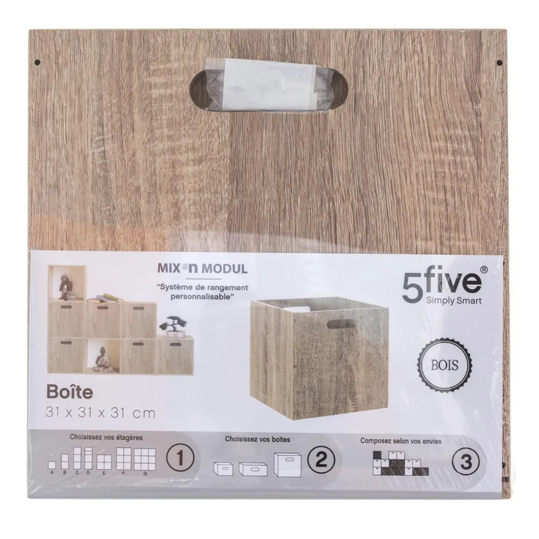 Boîte de Rangement en Bois Naturel