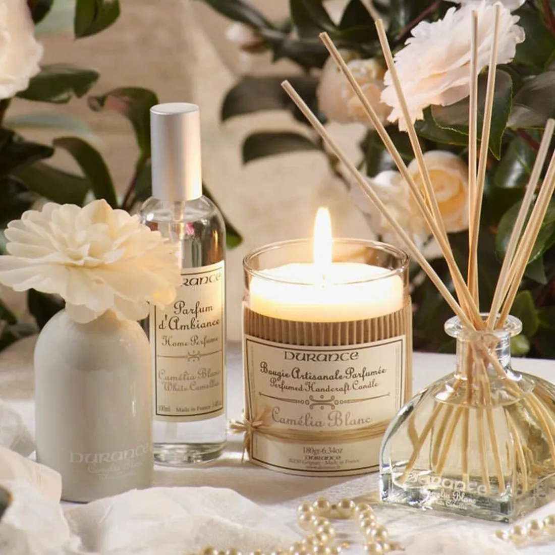 Bougie Traditionnelle Durance Parfum Camélia Blanc Swann