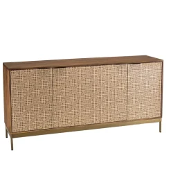 Buffet à motifs éthniques en bois de manguier, 4 portes
