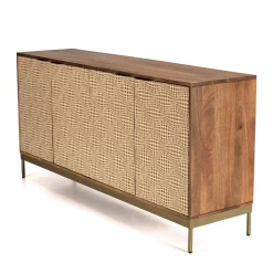 Buffet à motifs éthniques en bois de manguier, 4 portes