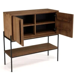 Buffet 2 portes 1 niche en bois de teck recyclé naturel