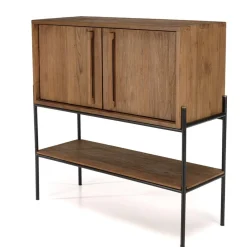 Buffet 2 portes 1 niche en bois de teck recyclé naturel