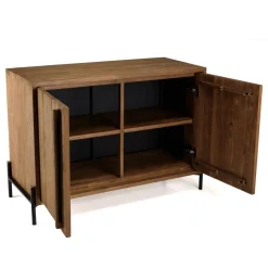Buffet 2 portes, 1 étagère en bois de teck recyclé