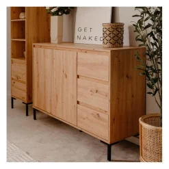 Buffet 2 portes 3 tiroirs et 1 étagère PLOCK