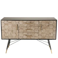 Buffet 2 portes 3 tiroirs scandinave en Sapin et métal - DEBBIE