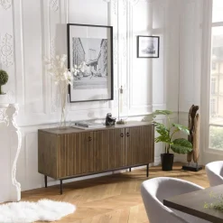 Buffet 3 Portes Acacia Pieds Métal GINO