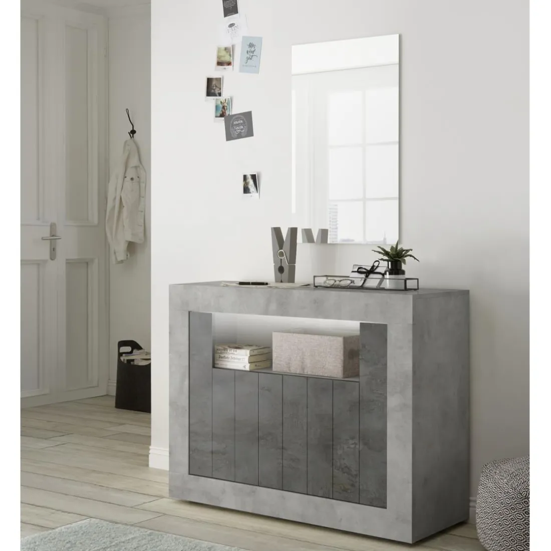 Buffet 2 portes battantes URBINO cément et oxyde