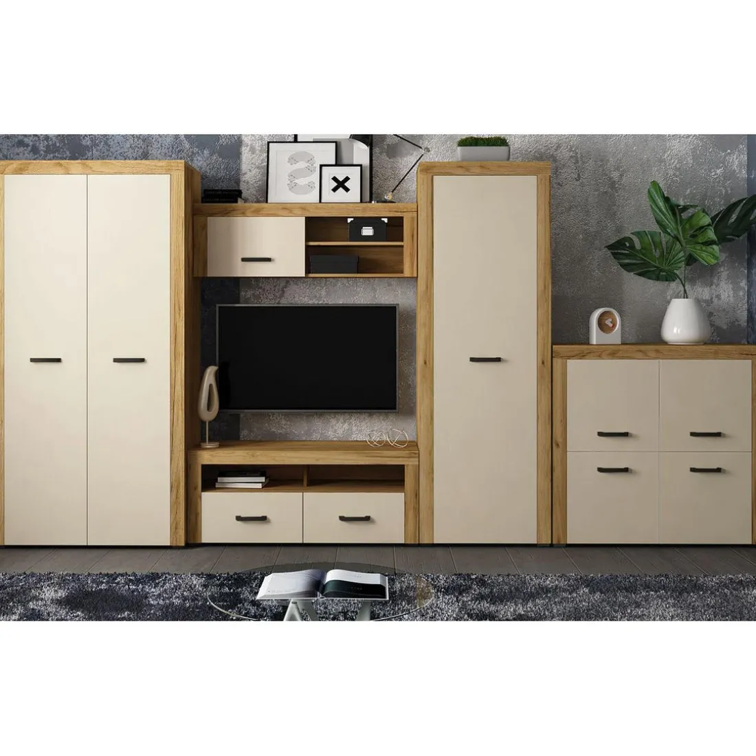 Buffet 4 portes battantes Chêne Clair