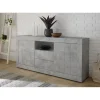 Buffet 2 portes battantes et 2 tiroirs URBINO gris ciment