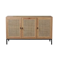 Buffet 3 Portes Cannage Rotin en bois Beige