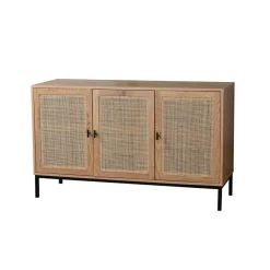 Buffet 3 Portes Cannage Rotin en bois Beige