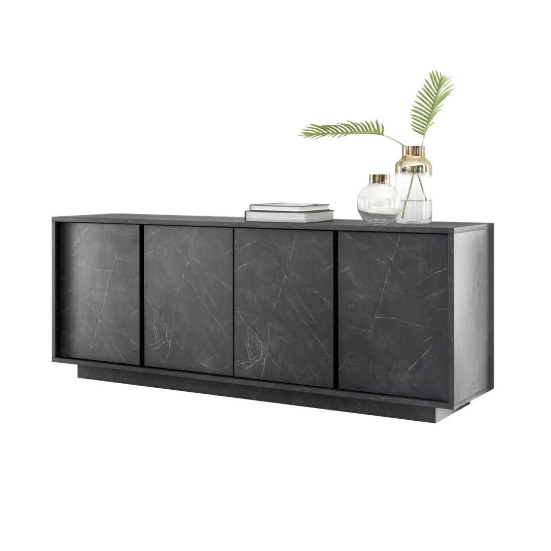 Buffet 4 portes CARRARA décor marbre noir