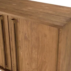 Buffet 3 portes en bois de teck recyclé pieds en métal noir