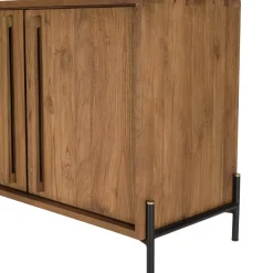 Buffet 3 portes en bois de teck recyclé pieds en métal noir