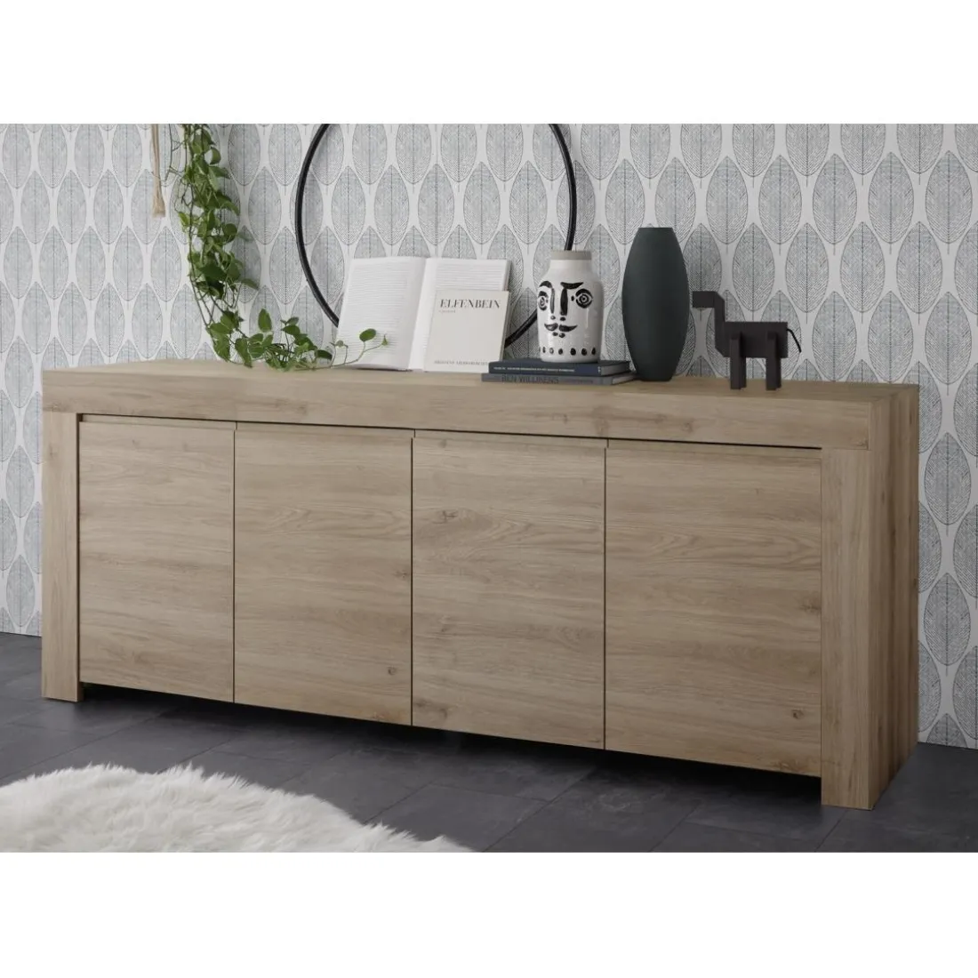 Buffet 4 portes en bois FIRENZE décor chene
