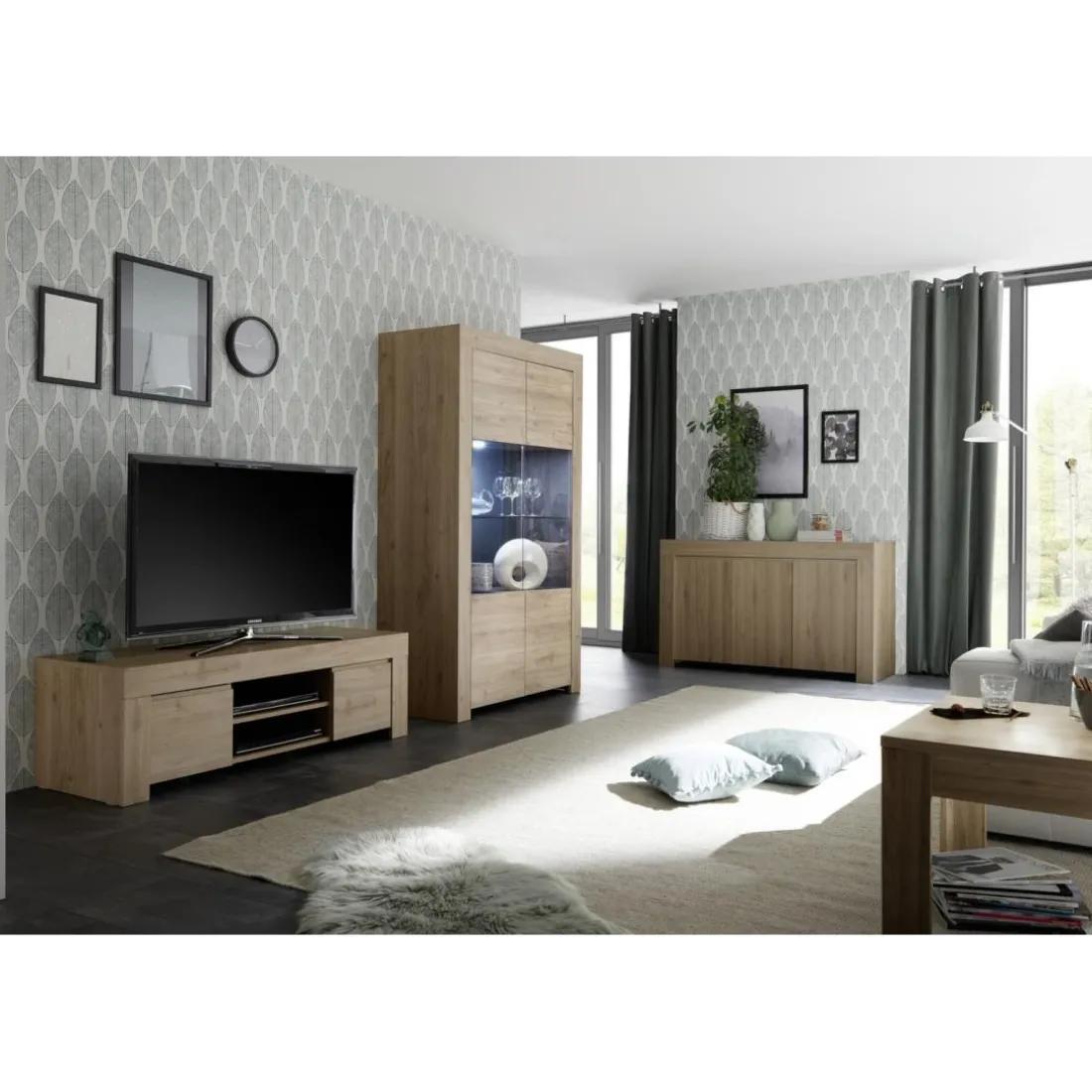 Buffet 3 portes en bois FIRENZE décor chene