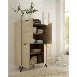 Buffet 4 portes en bois PALMA décor chene clair